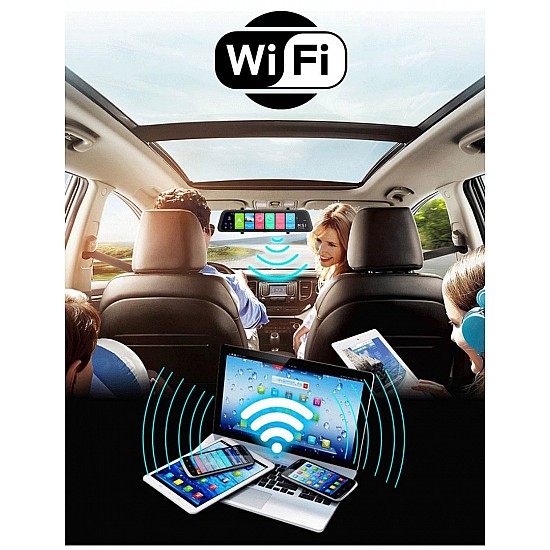 Android καθρέφτης αυτοκινήτου με GPS με οθόνη αφής 10" ιντσών (Bluetooth MirrorLink IPS HD G-Sensor κάμερα οπισθοπορείας DVR καταγραφικό αντικλεπτικό) 4569K