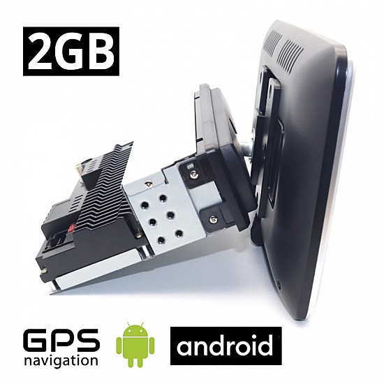 1-DIN Android (2GB) περιστρεφόμενη οθόνη αφής (GPS IPS WI-FI Youtube FM Bluetooth Google Maps MP5 MP3 Video Ελληνικά, Aux, USB, Mirrorlink, OEM Universal 10'' ιντσών 4x60W) F10360