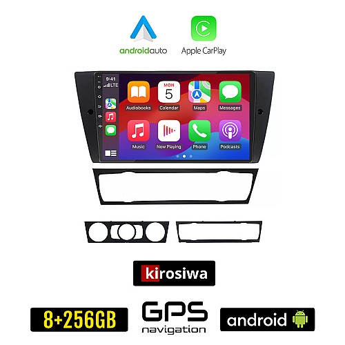 KIROSIWA BMW E90 (E91, E92, E93) 2005 - 2012 Android οθόνη αυτοκίνητου 8GB + 256GB με GPS WI-FI (E91 E92 E93 ηχοσύστημα αφής 9" ιντσών OEM Android Auto Apple Carplay Youtube Playstore MP3 USB Radio Bluetooth Mirrorlink εργοστασιακή 4x60W)