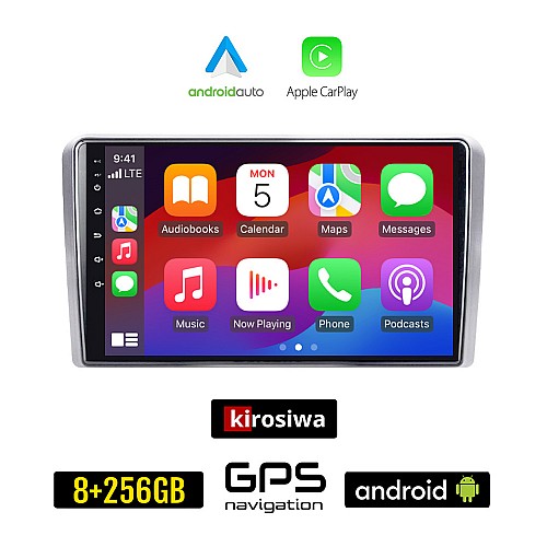 KIROSIWA OPEL Android για CORSA C D, ASTRA H G, VECTRA ZAFIRA ANTARA οθόνη αυτοκίνητου 8GB + 256GB με GPS WI-FI (ηχοσύστημα αφής 9" ιντσών Auto Apple Carplay Youtube Playstore MP3 USB Bluetooth εργοστασιακή 4x60W OEM, ασημί)